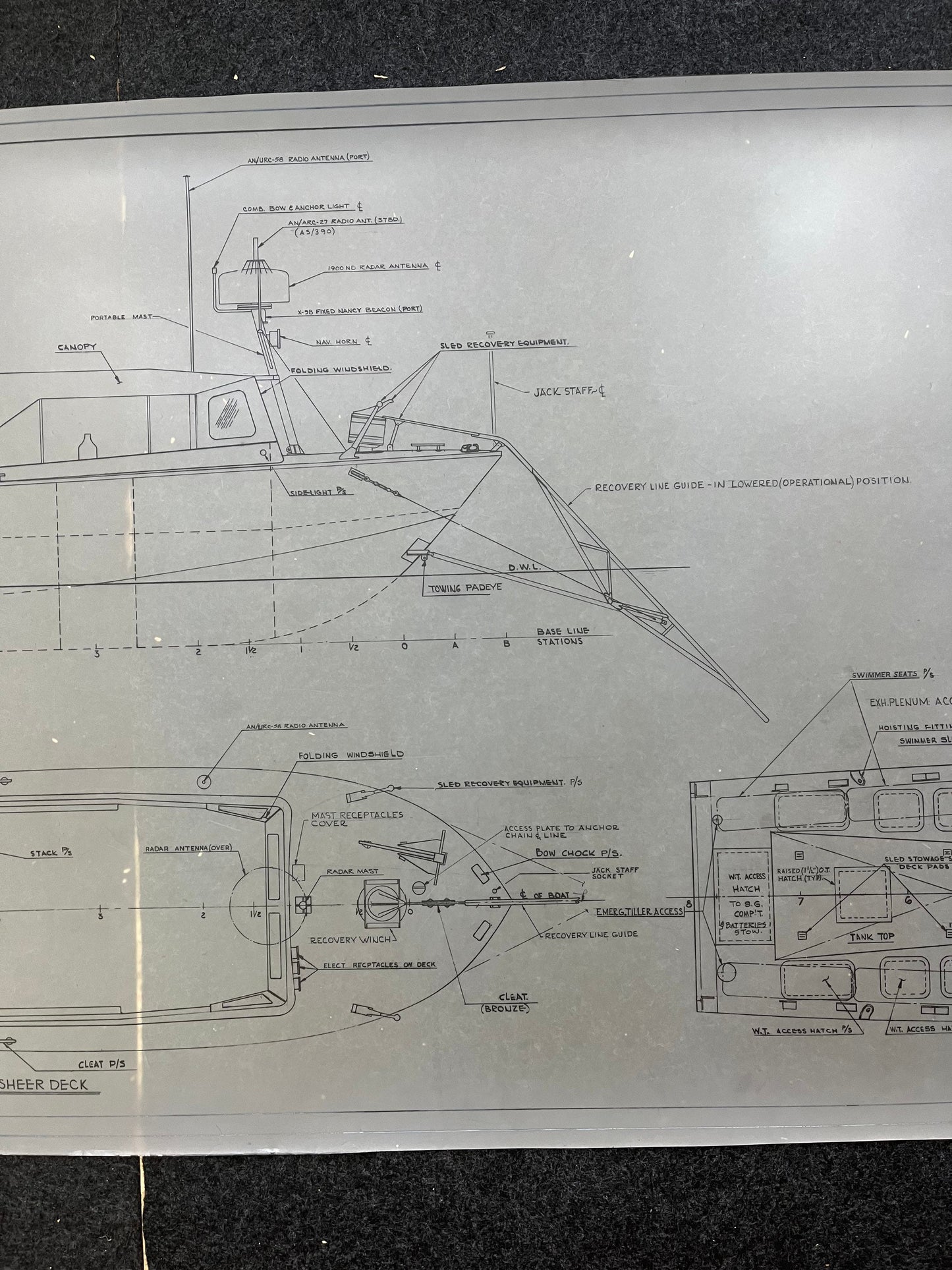 Original US Navy Ship Blueprint - LSCR Naval Boat Blueprints and Graphs - Vintage Vietnam Memorabilia - RARE Navy Art - 70x38