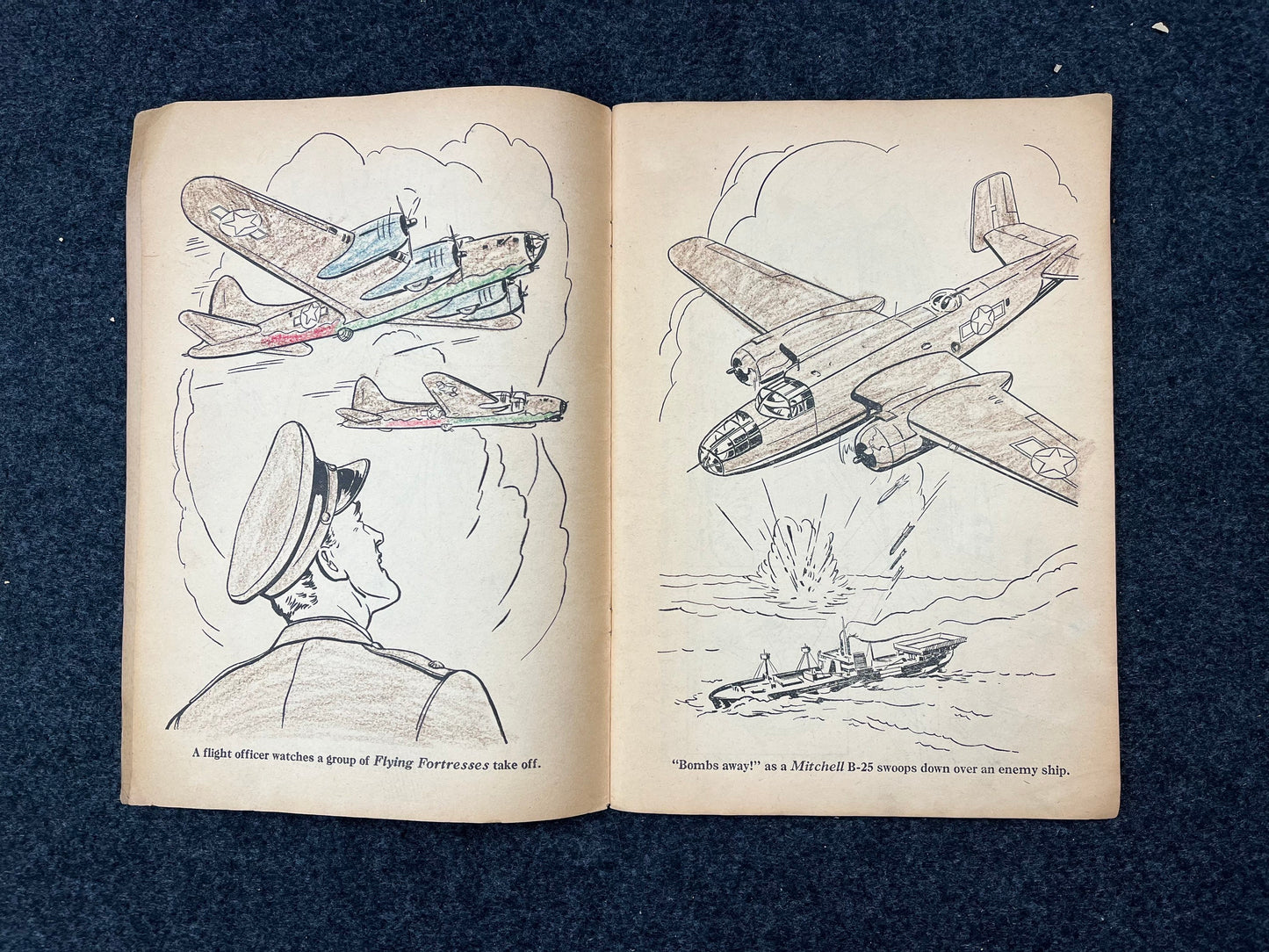 1944 B17 Flying Fortress Childrens Coloring Book - WW2 Memorabilia, Americana, Childrens Toys, Kids Activities, Gifts for Kids, US Military