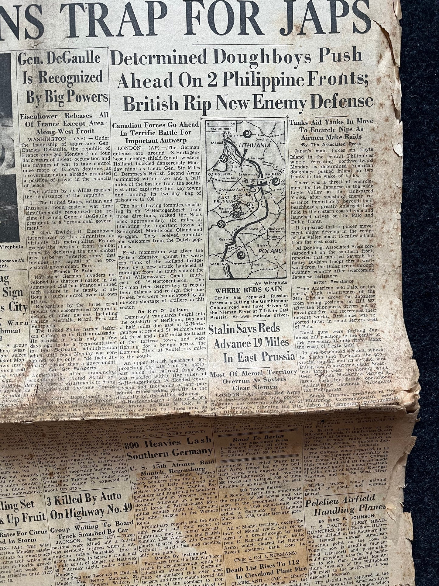 1944 Battle of Leyte Gulf – Yanks Widen Leyte Offensive – Original Vintage Newspaper Military Memorabilia