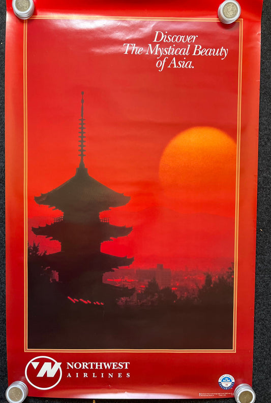 1990s Vintage Asian Travel Poster, Travel Art, Japanese Art History, Airline Art, Aviation Gifts, Original Posters, China Art History, South