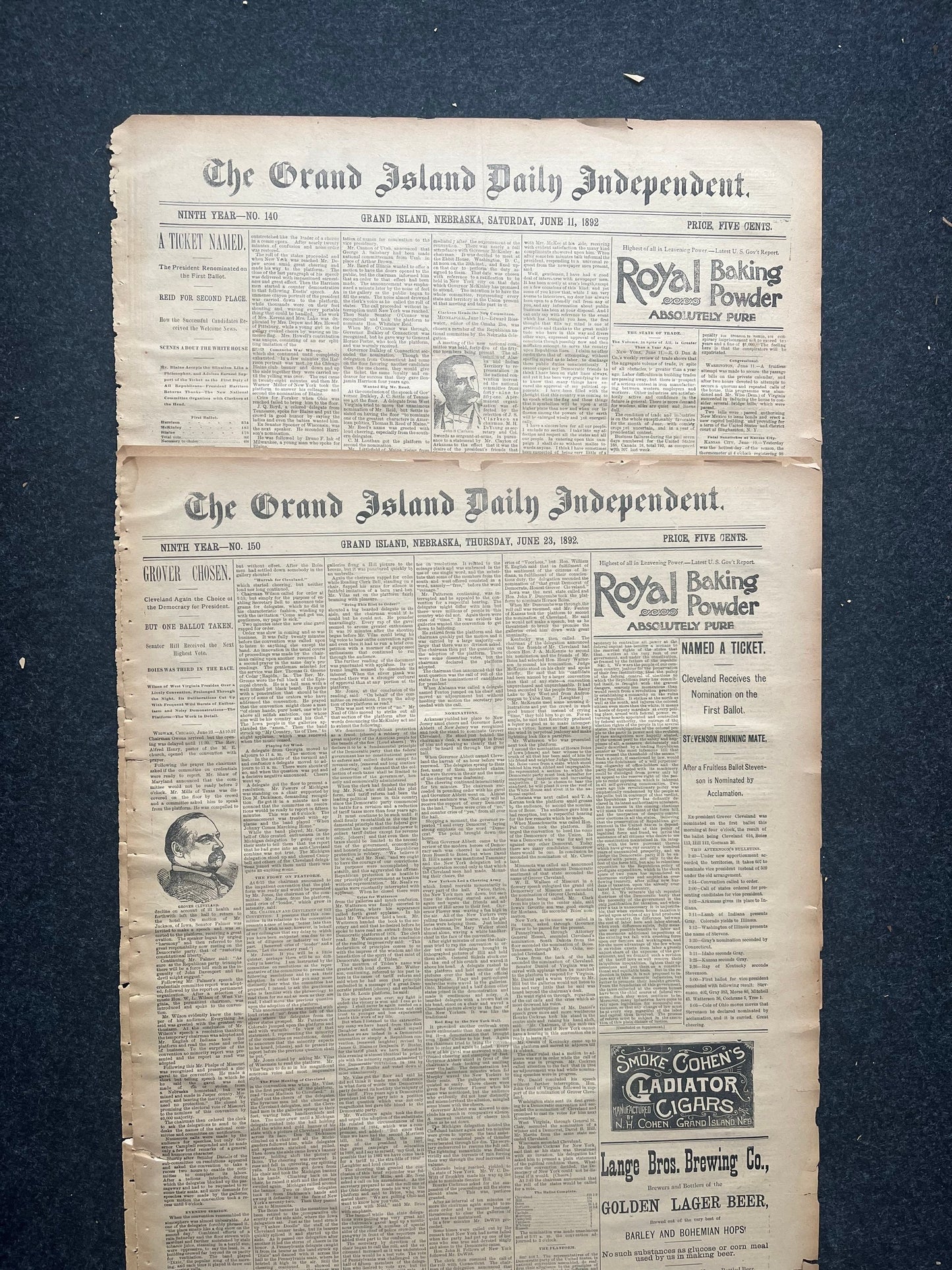 1892 Grover Cleaveland Democrat New York - US Presidential Election History, William McKinley, US Election History, Victorian Era Politics,