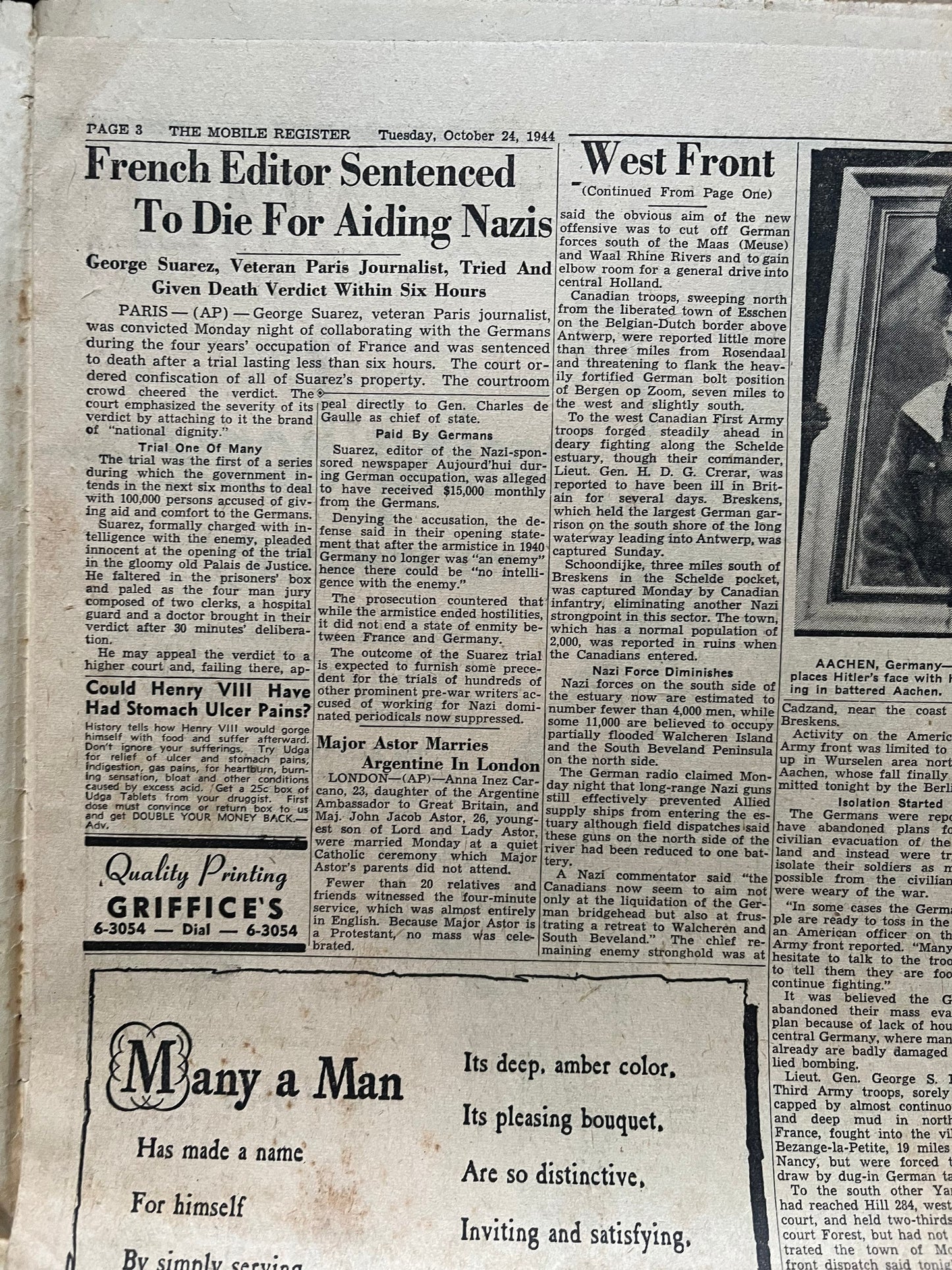 1944 Battle of Leyte Gulf – Yanks Widen Leyte Offensive – Original Vintage Newspaper Military Memorabilia
