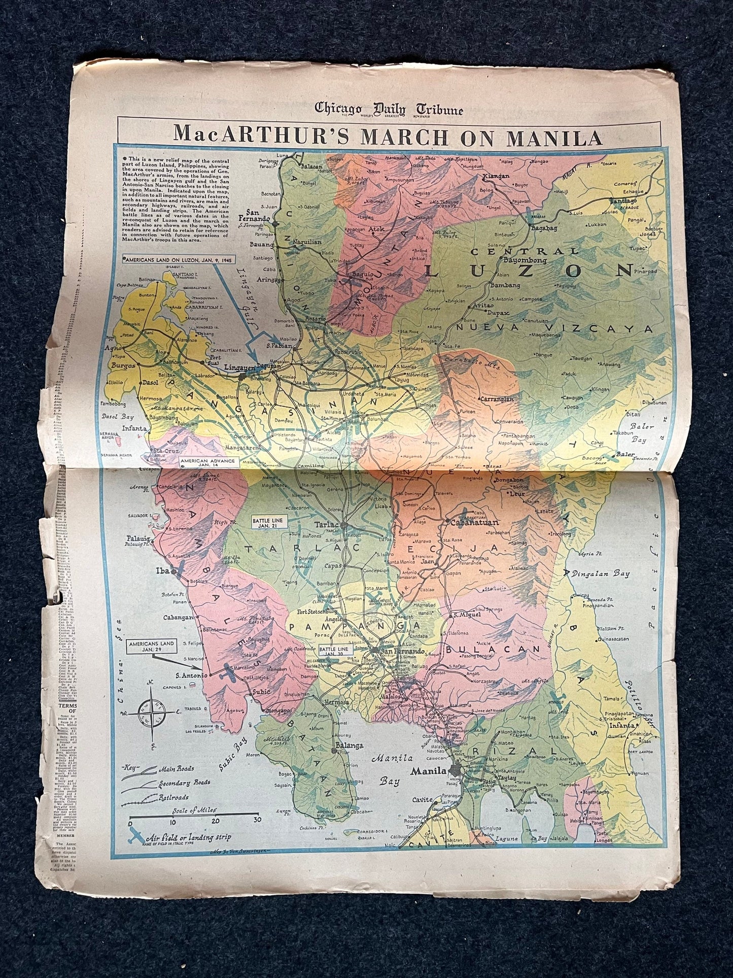 1944 Battle of Leyte Gulf – Yanks Widen Leyte Offensive – Original Vintage Newspaper Military Memorabilia