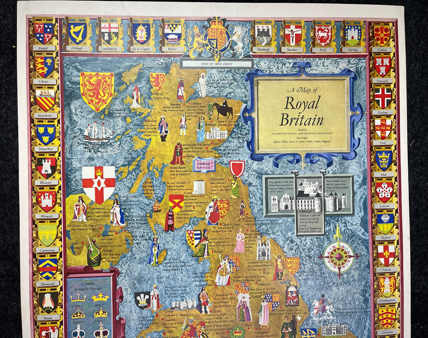 1950s Map of Royal Britain Travel Poster -The British Travel and Holiday Association - Vintage Travel Poster British Art, UK History,British