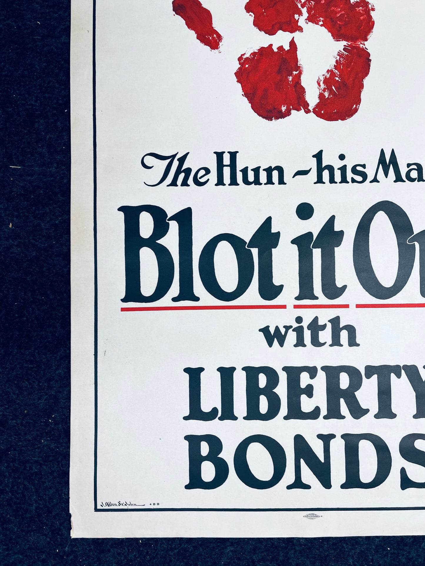 Original WW1 His Mark Bloodied Hand Liberty Bonds Poster - 1917 World War 1 Propaganda Poster, US History, Military Memorabilia, Gifts Him