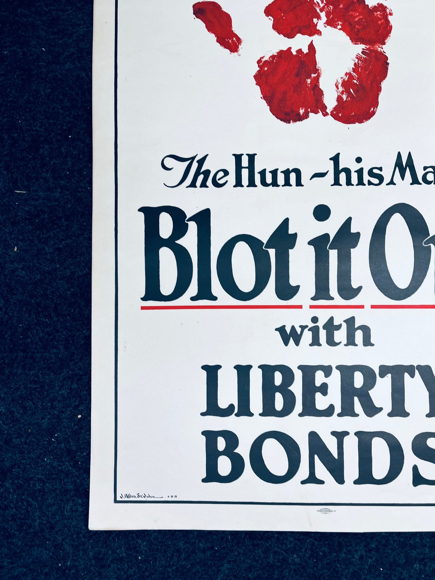 Original WW1 His Mark Bloodied Hand Liberty Bonds Poster - 1917 World War 1 Propaganda Poster, US History, Military Memorabilia, Gifts Him