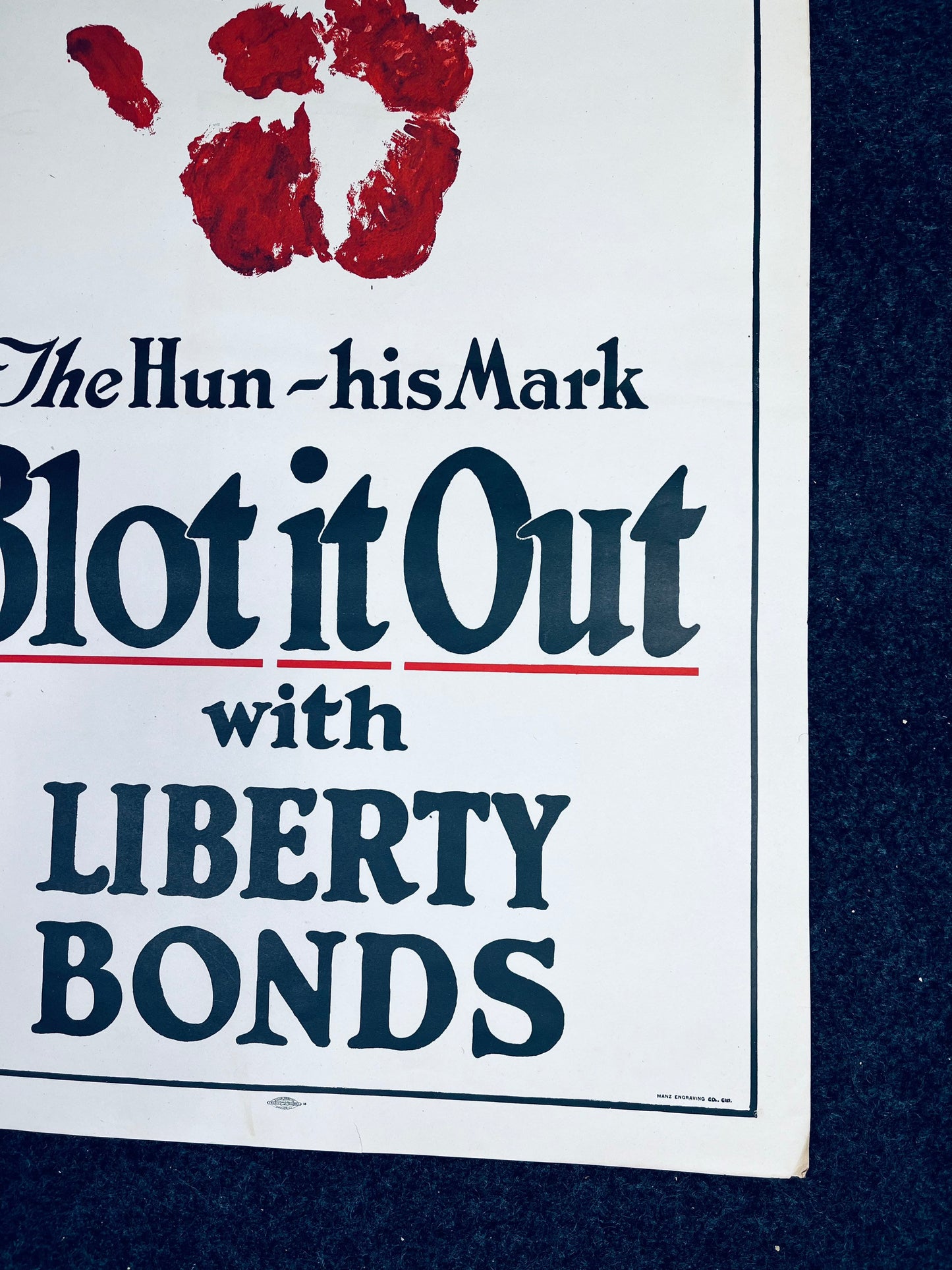 Original WW1 His Mark Bloodied Hand Liberty Bonds Poster - 1917 World War 1 Propaganda Poster, US History, Military Memorabilia, Gifts Him
