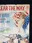 Original WW1 Clear The Way - Lady Columbia - Liberty Bonds Poster - 1917 World War 1 Propaganda Poster, US History, Military Memorabilia