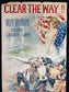 Original WW1 Clear The Way - Lady Columbia - Liberty Bonds Poster - 1917 World War 1 Propaganda Poster, US History, Military Memorabilia