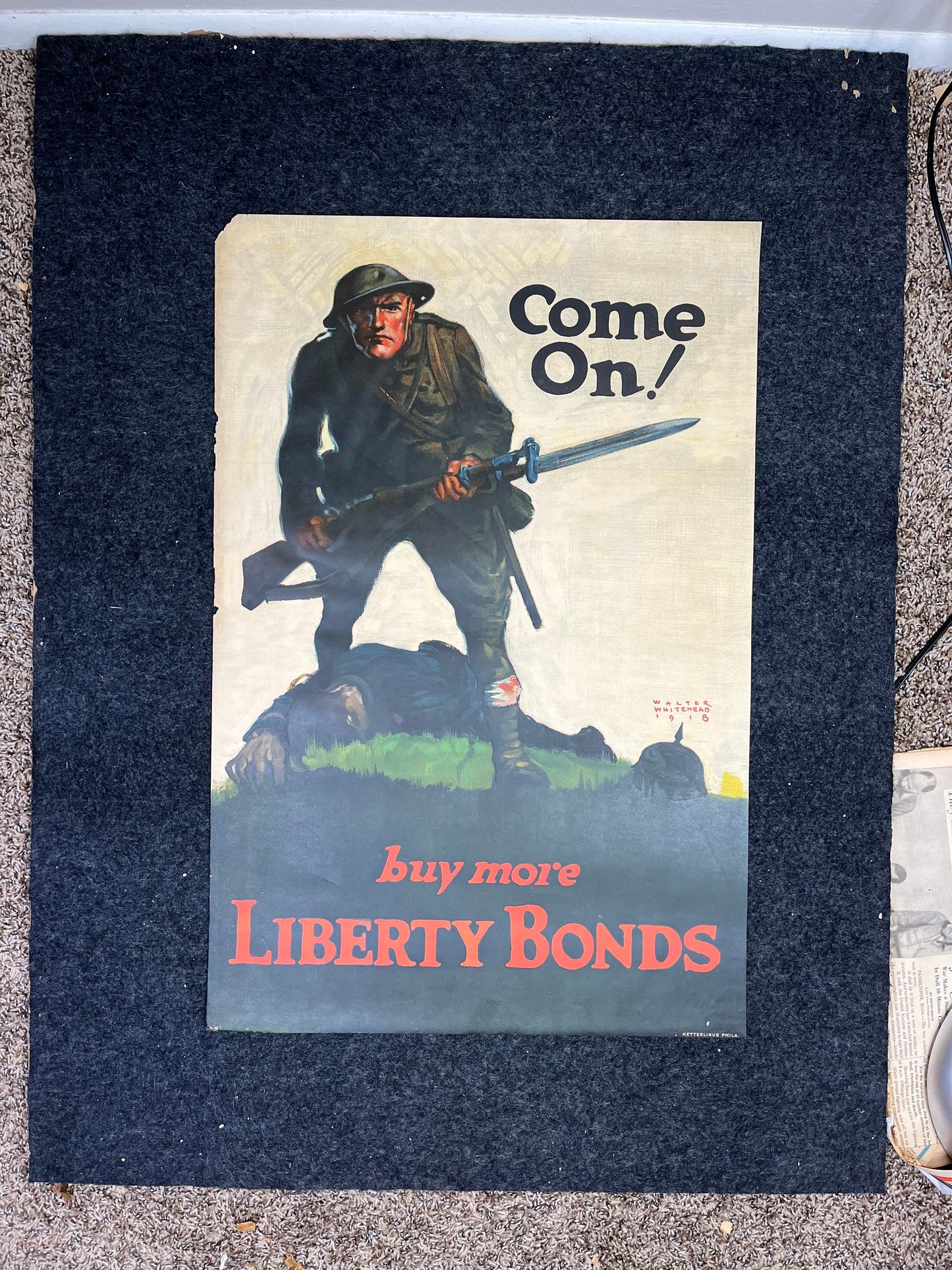 Original WW1 Propaganda Poster - Come On  - 1917 World War 1 Propaganda Poster, US History, Military Memorabilia, Gifts for Him, Infantry Gi