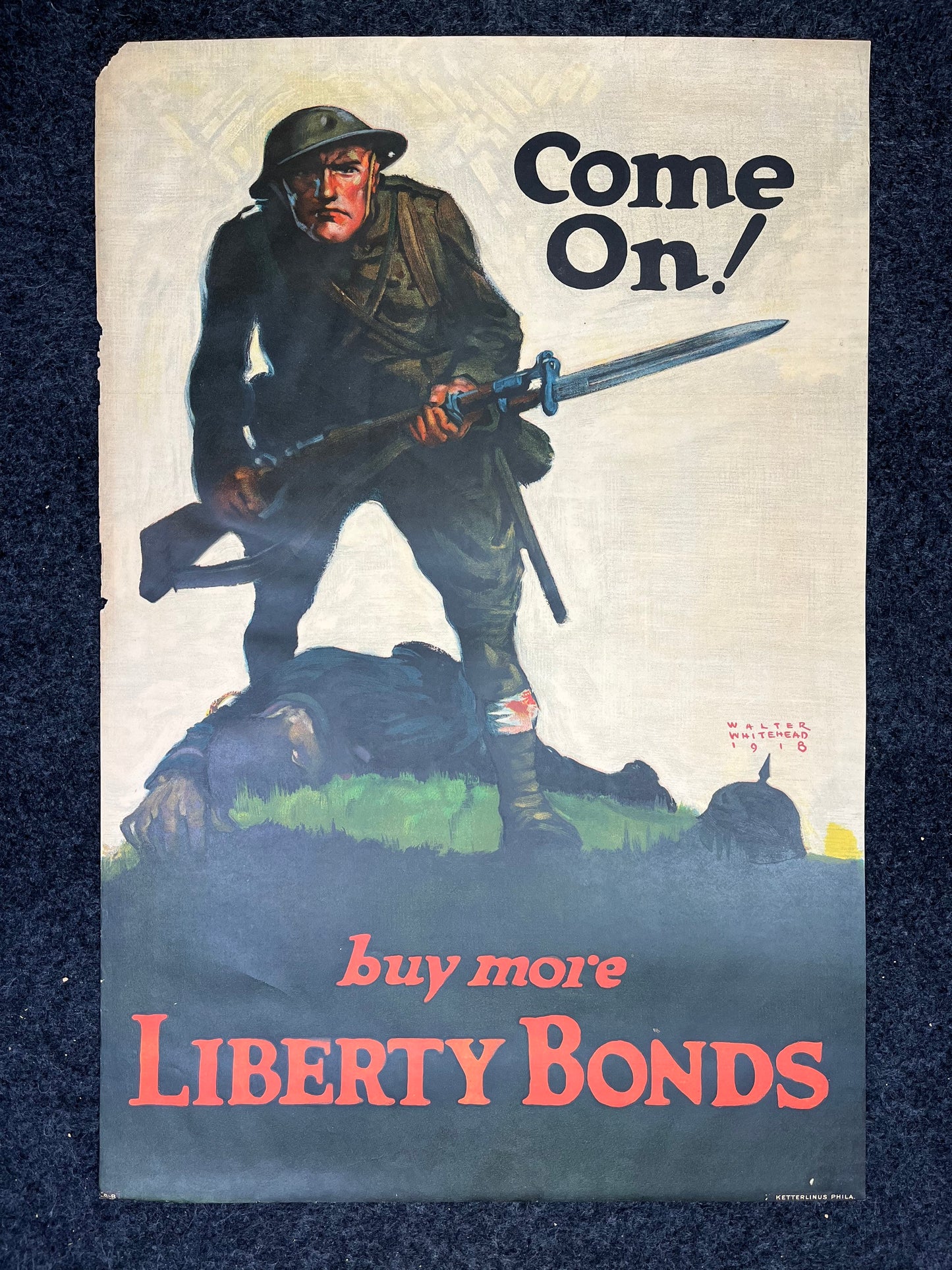 Original WW1 Propaganda Poster - Come On  - 1917 World War 1 Propaganda Poster, US History, Military Memorabilia, Gifts for Him, Infantry Gi