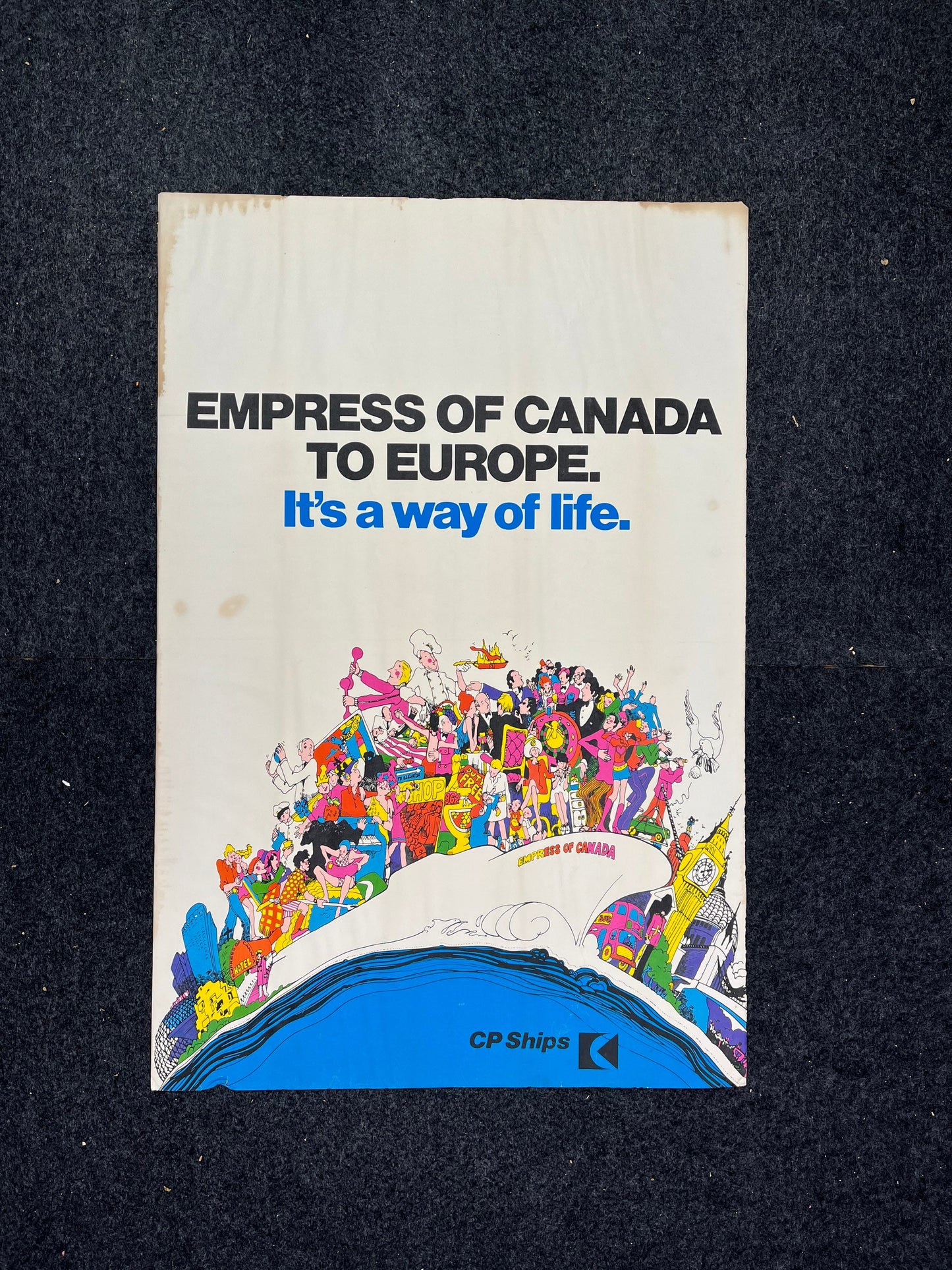 Original 1960s Canadian Pacific Cruise Poster Vintage Travel Art, Ship Art, Empress of Canada