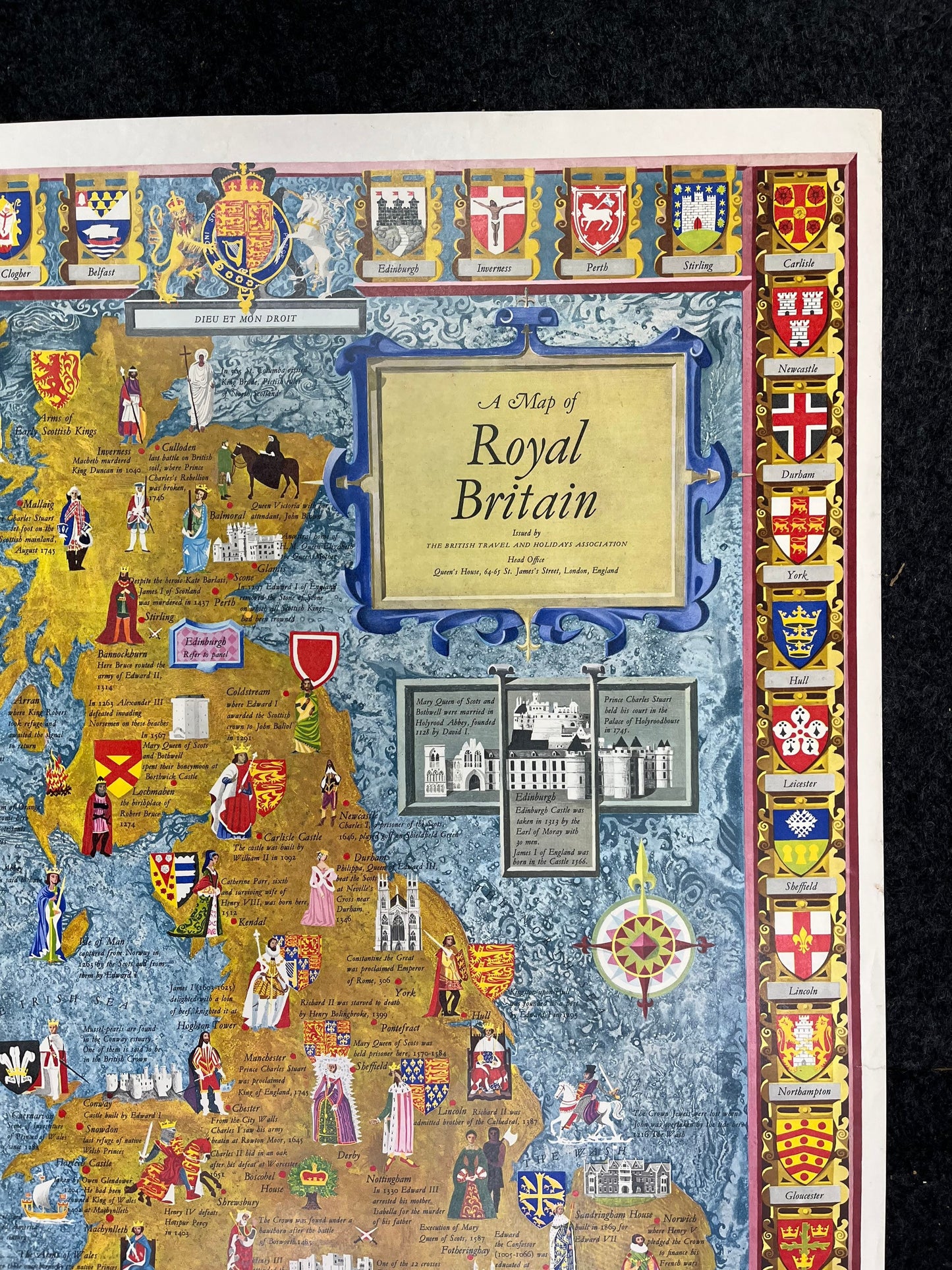 1950s Map of Royal Britain Travel Poster -The British Travel and Holiday Association - Vintage Travel Poster British Art, UK History,British