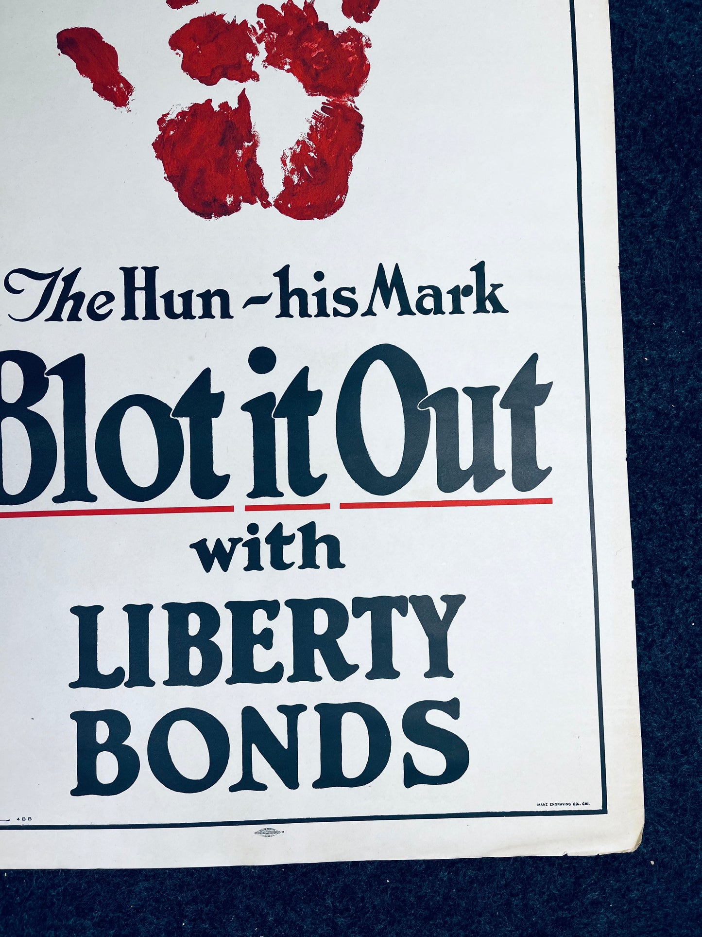 Original WW1 His Mark Bloodied Hand Liberty Bonds Poster - 1917 World War 1 Propaganda Poster, US History, Military Memorabilia, Gifts Him