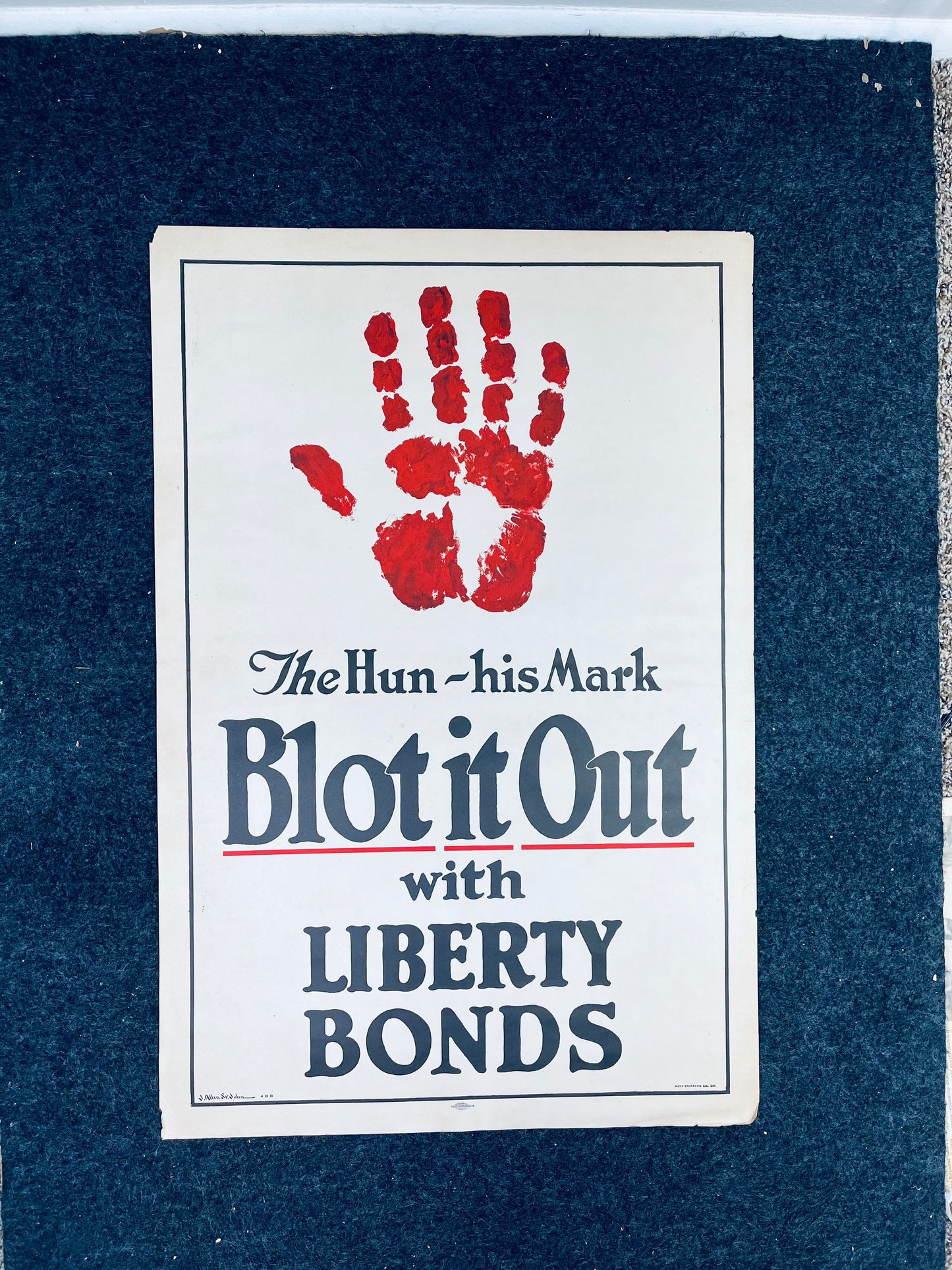 Original WW1 His Mark Bloodied Hand Liberty Bonds Poster - 1917 World War 1 Propaganda Poster, US History, Military Memorabilia, Gifts Him