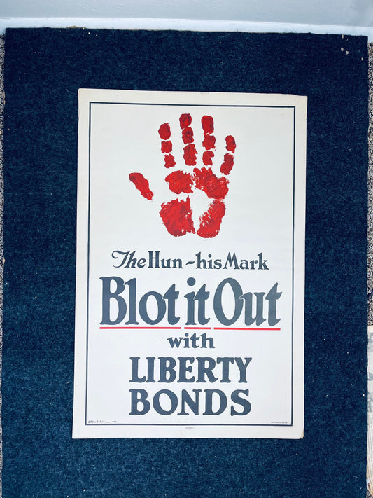 Original WW1 His Mark Bloodied Hand Liberty Bonds Poster - 1917 World War 1 Propaganda Poster, US History, Military Memorabilia, Gifts Him