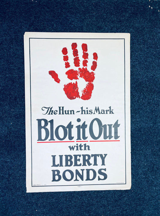 Original WW1 His Mark Bloodied Hand Liberty Bonds Poster - 1917 World War 1 Propaganda Poster, US History, Military Memorabilia, Gifts Him