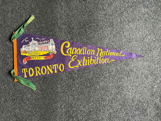 Toronto Canadian National Exhibition - Canadian Souvenirs, Gifts for Canadians, Large Original Vintage Felt Pennant, Wall Decor, College