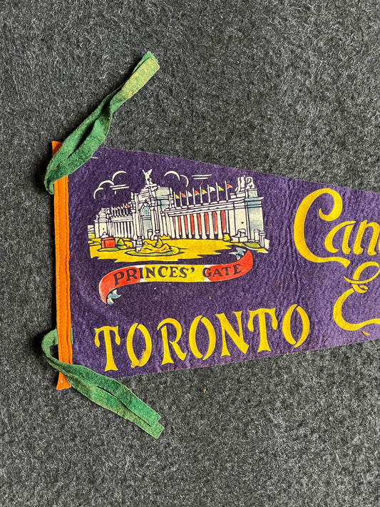 Toronto Canadian National Exhibition - Canadian Souvenirs, Gifts for Canadians, Large Original Vintage Felt Pennant, Wall Decor, College