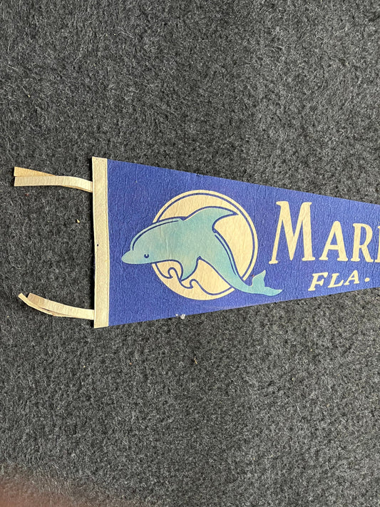 Marineland Florida, Aquarium Souvenirs, Sailing Gifts, Large Original Vintage Felt Pennant, Wall Decor, College Dorm Gifts, Vintage Decor,