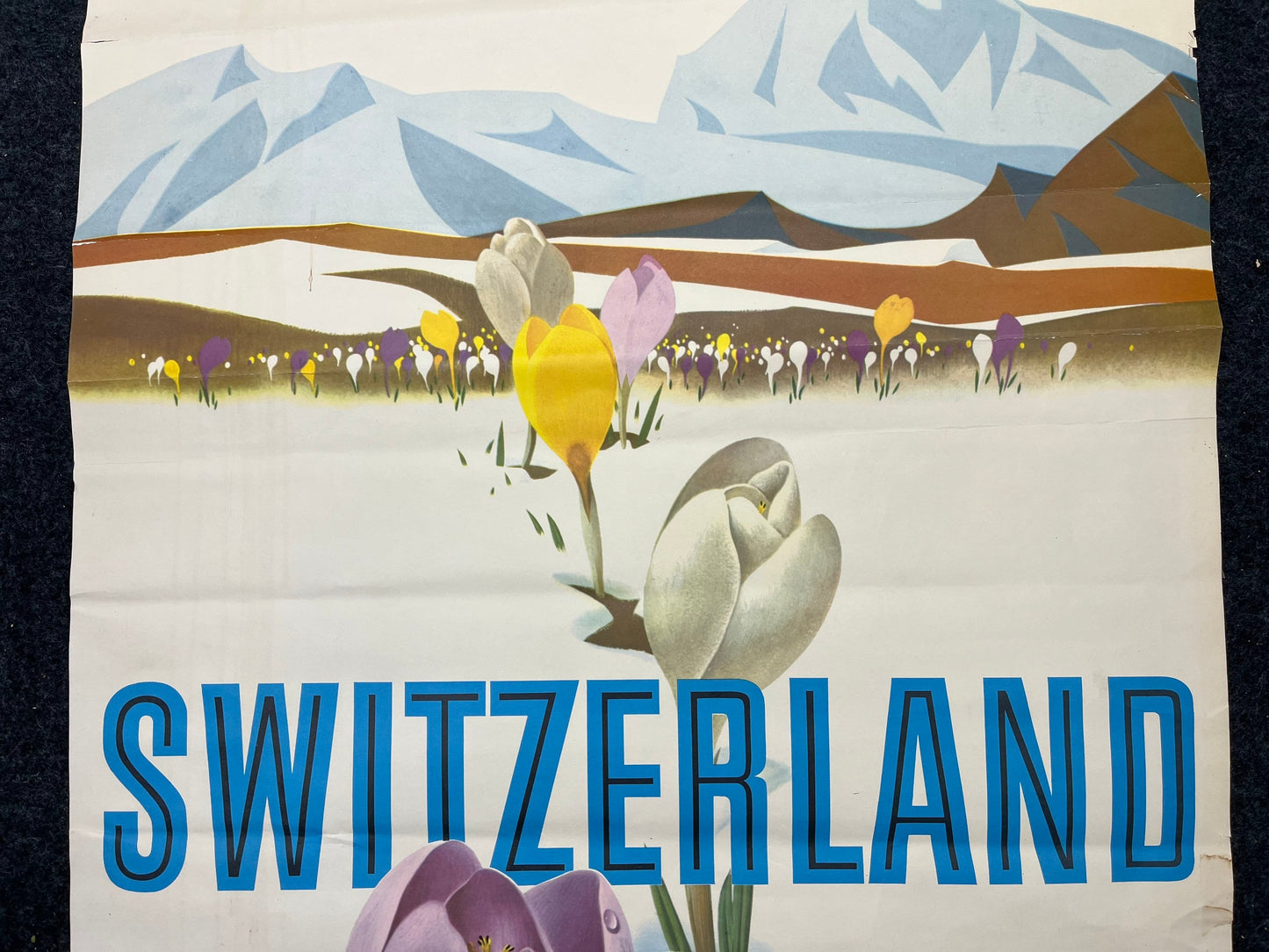 1950s Switzerland Tulips Fly TWA Airlines Vintage Travel Poster Switzerland David Klein - RARE alt art poster - Original Travel Poster, Euro