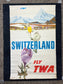 1950s Switzerland Tulips Fly TWA Airlines Vintage Travel Poster Switzerland David Klein - RARE alt art poster - Original Travel Poster, Euro