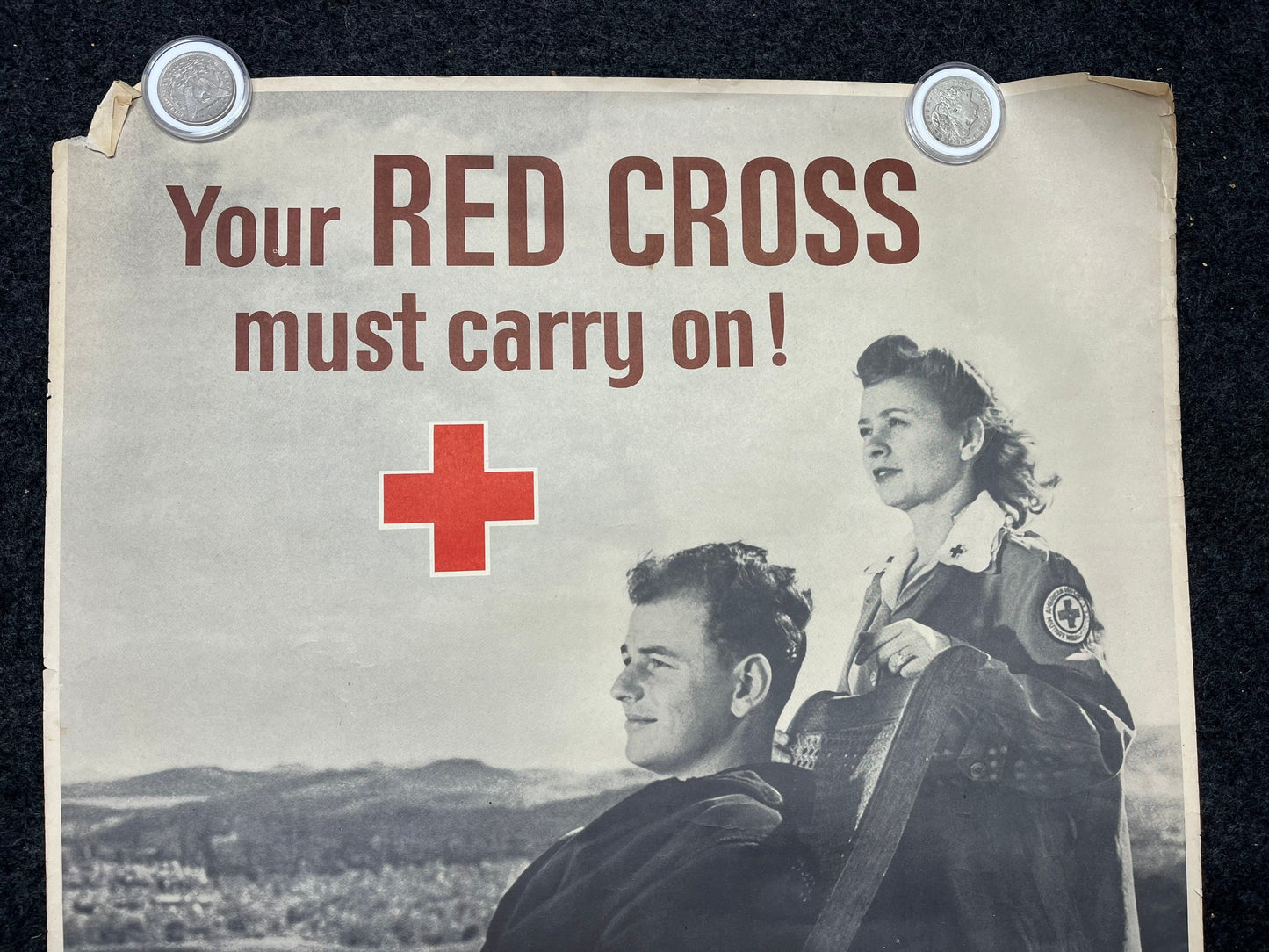 1943 Red Cross Donation Poster - Red Cross Memorabilia Original World War 2 Memorabilia, Nursing Gifts, Red Cross Gifts, Gifts for Her, Gift