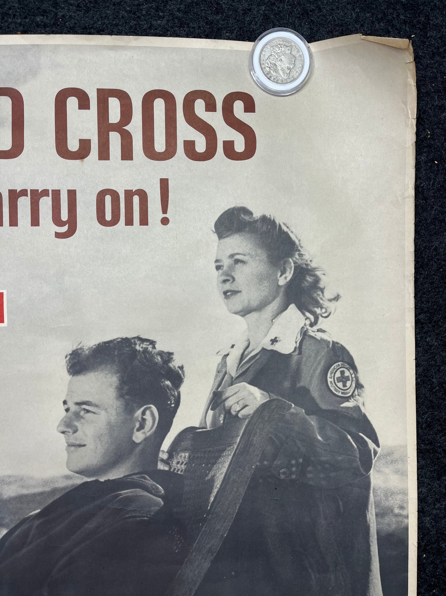 1943 Red Cross Donation Poster - Red Cross Memorabilia Original World War 2 Memorabilia, Nursing Gifts, Red Cross Gifts, Gifts for Her, Gift