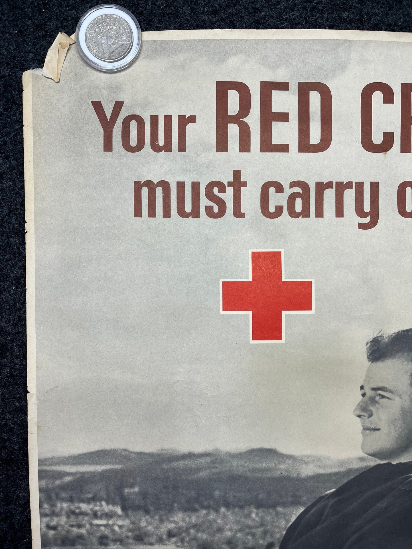 1943 Red Cross Donation Poster - Red Cross Memorabilia Original World War 2 Memorabilia, Nursing Gifts, Red Cross Gifts, Gifts for Her, Gift
