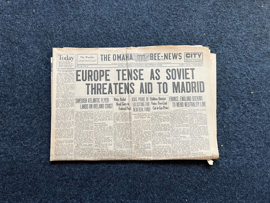 1936 Spanish Civil War Soviet Union to Aid Nationalists, Vintage Newspaper, Republican and Nationalists Spanish History, Francisco De Franco