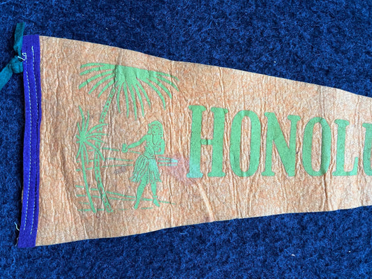 Vintage Hawaii Large Original Vintage Felt Pennant, Wall Decor, College Dorm Gifts, Vintage Decor, 