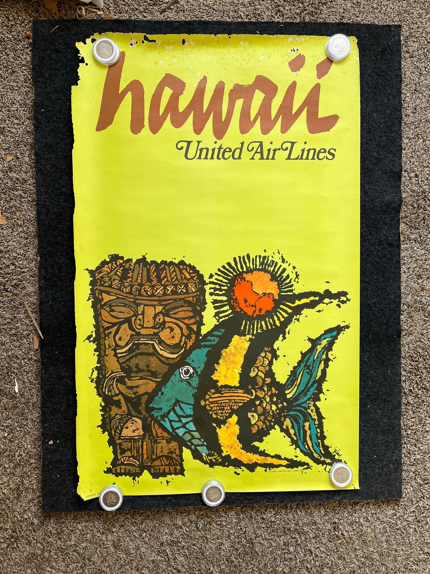 1967 Hawaiian United Air Lines Vintage Travel Poster