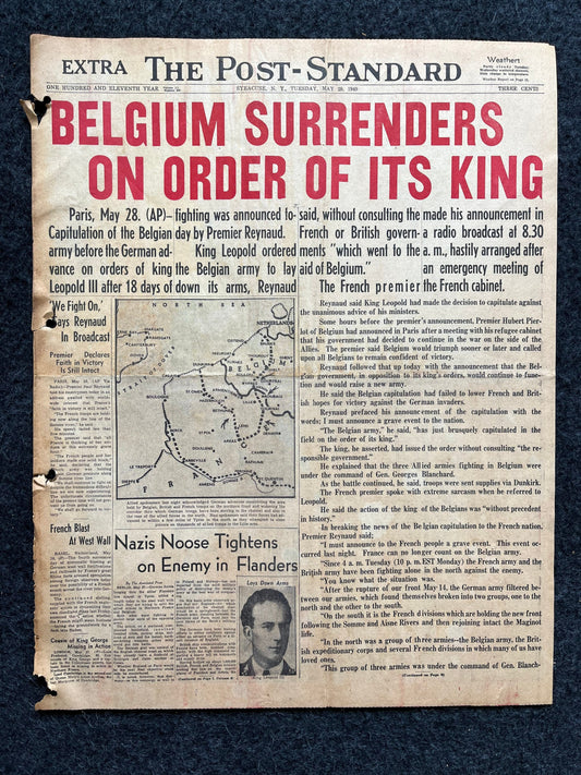 1940 Surrender of Belgium - King Leopoldo Surrenders to Germany WW2, WW2 Memorabilia, Belgian history gifts, Gifts for History Nerds, Europe