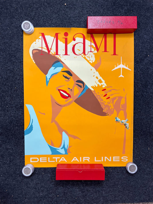 1960s Miami Travel Poster, Miami Florida Artwork, Florida Souvenirs, Floridian Gifts Original Travel Poster, Vintage Travel Poster Caribbean