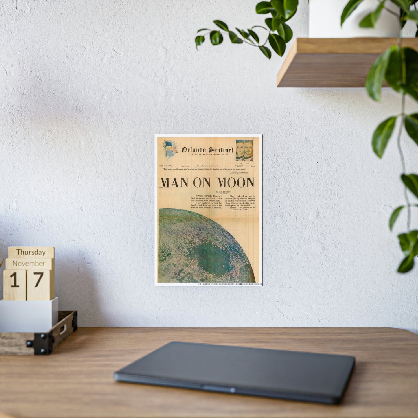 Moon Landing Poster of Vintage Newspaper, NASA Apollo 11 Program Moonwalk