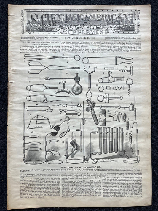 1800s Laboratory Equipment Scientific America, Science Education Wall Decor Gifts, Medical Curios, Vintage Newspaper, Original Newspaper