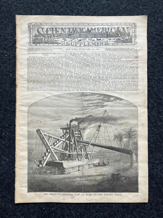 1800s Panama Canal Creation, Engineering Gifts, Scientific America, Science Education Wall Decor Gifts, Medical Curios, Vintage Newspaper, O