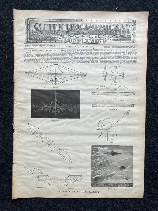 1800s Balloon and Blimp Art, Engineering Gifts, Scientific America, Science Education Wall Decor Gifts, Medical Curios, Vintage Newspaper, O