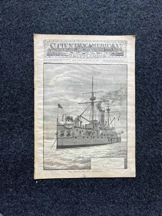 1800s British Warship, Artwork Decor, Engineering Gifts, Scientific America, Science Education Wall Decor Gifts, Vintage Newspaper