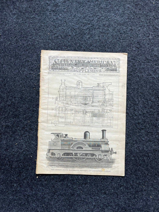 1800s Steam Engine Artwork Decor, Engineering Gifts, Scientific America, Science Education Wall Decor Gifts, Vintage Newspaper