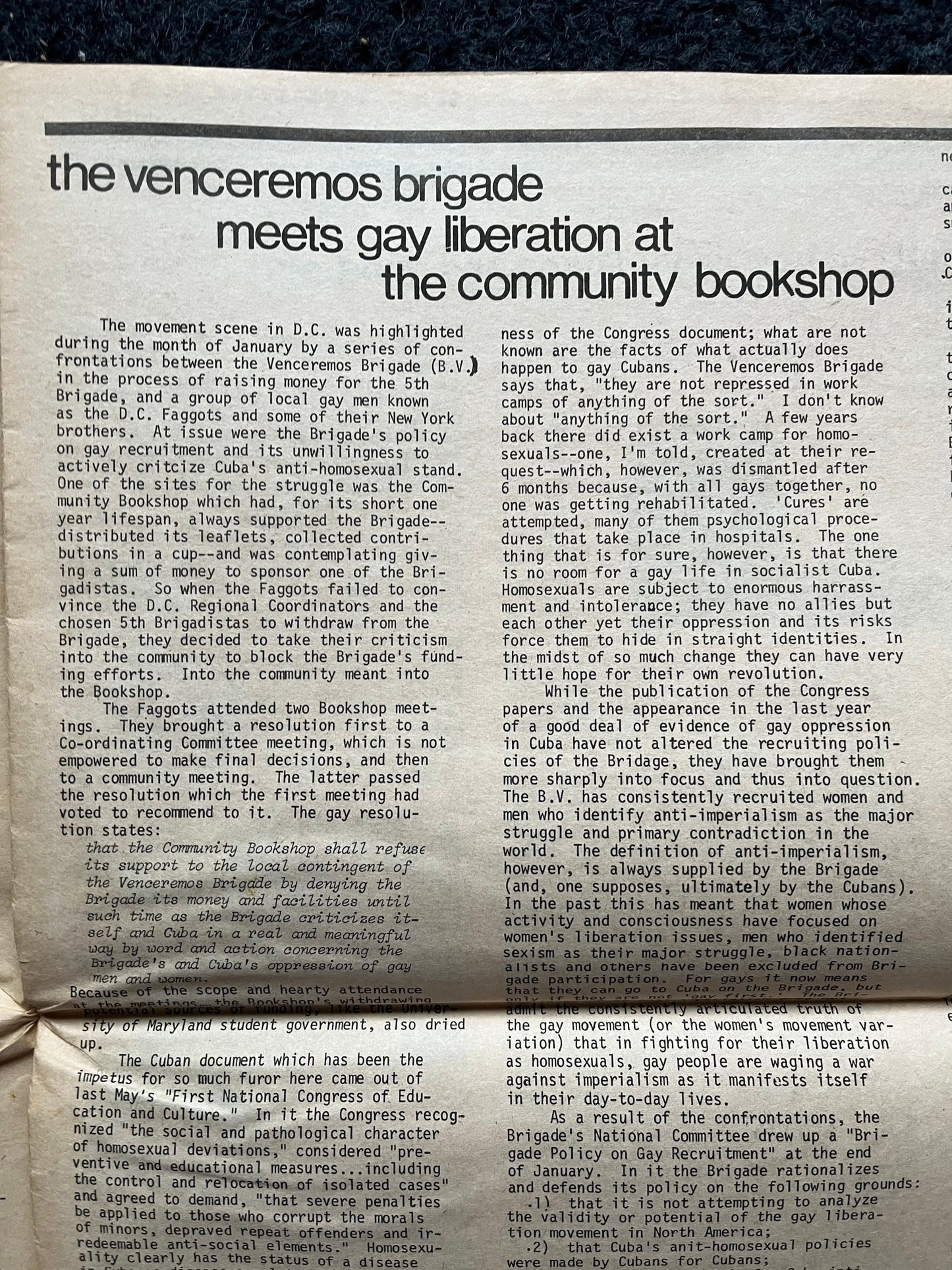 1970s Off Our Backs Feminist Newspaper