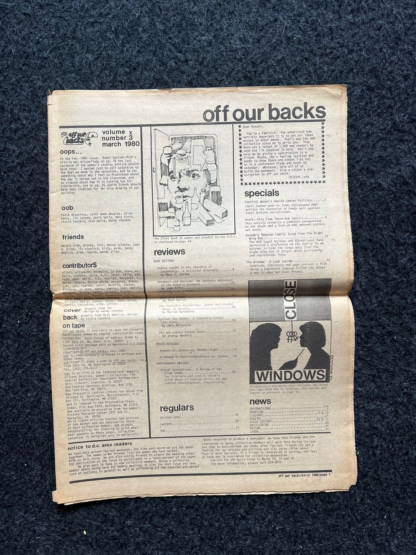 1970s Off Our Backs Feminist Newspaper, 2nd Wave Feminism, LGBT Memorabilia, Feminist Gifts, Female Empowerment, Gifts for Women, Womens Rig
