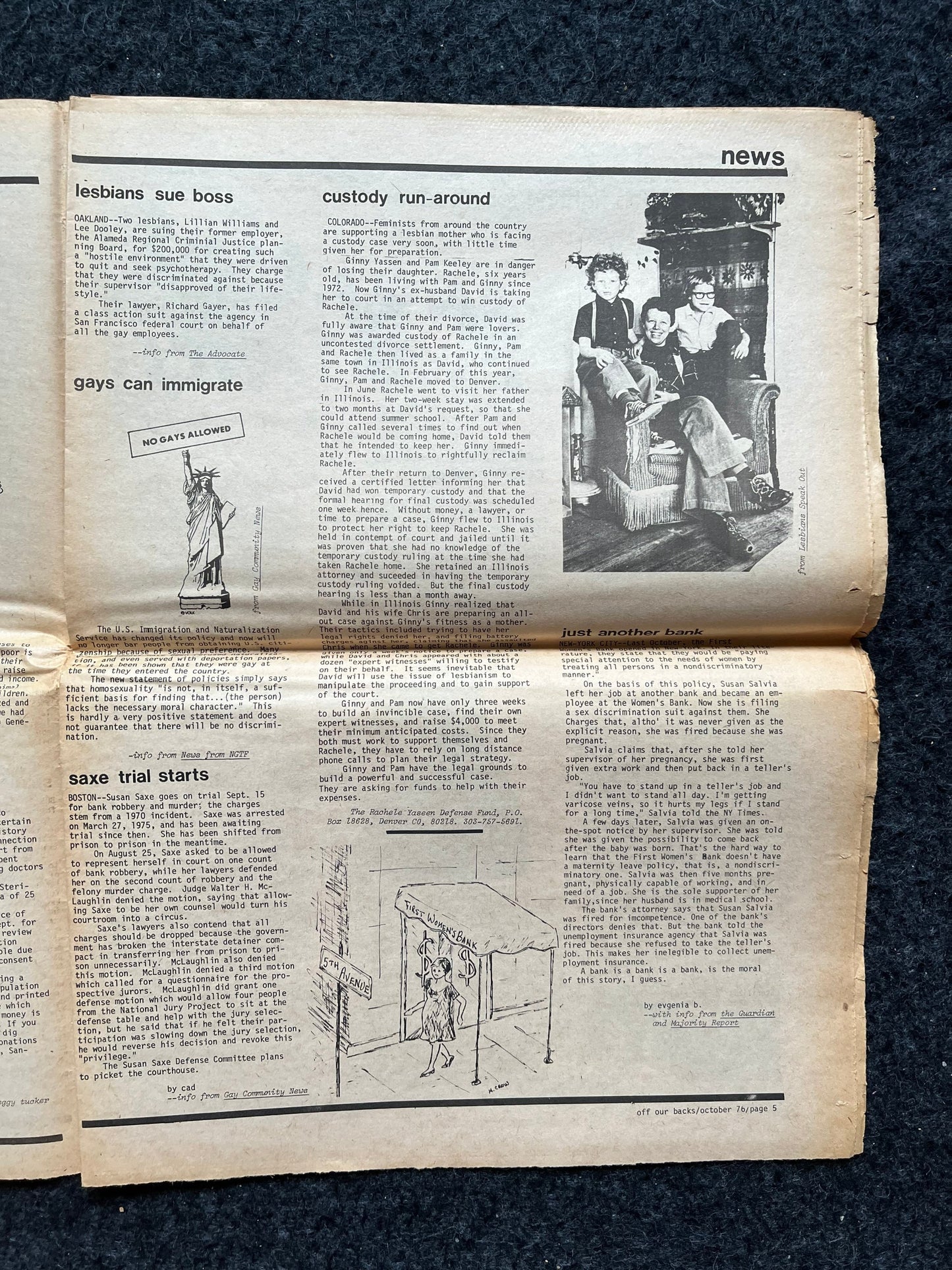 1970s Off Our Backs Feminist Newspaper, 2nd Wave Feminism, LGBT Memorabilia, Feminist Gifts, Female Empowerment, Gifts for Women, Womens