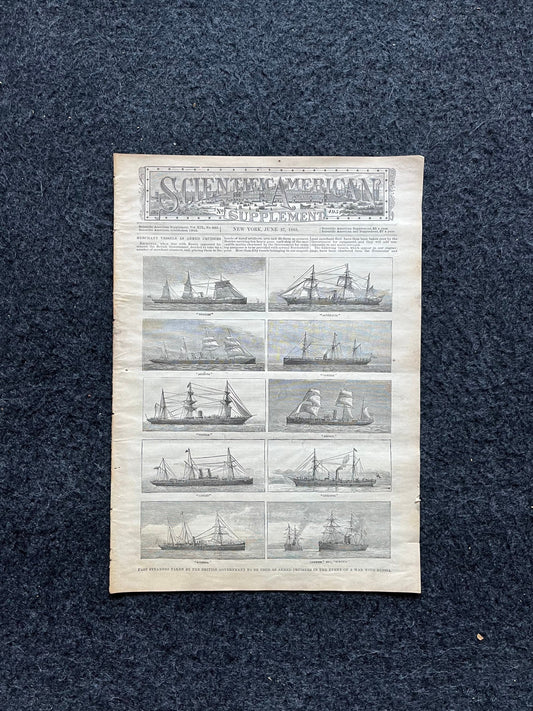 1800s Steamship Designs Art, Scientific America, Science Education Wall Decor Gifts, Medical Curios, Vintage Newspaper, Original Newspaper