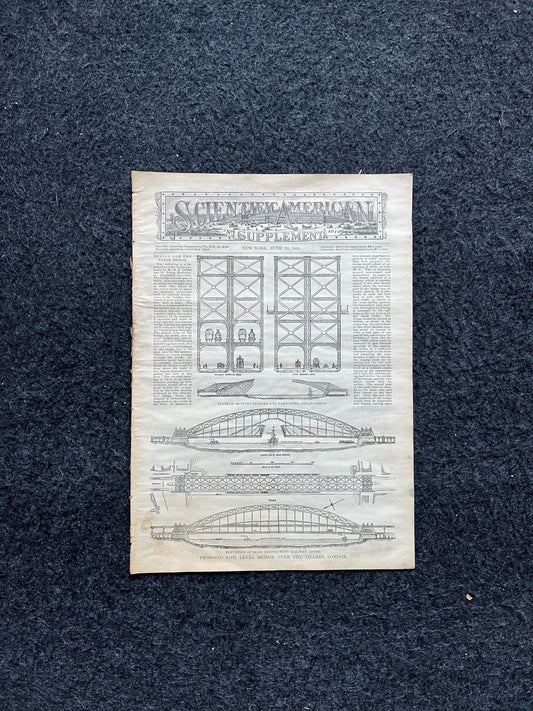 1800s Tower Bridge England, Scientific America, Science Education Wall Decor Gifts, Medical Curios, Vintage Newspaper, Original Newspaper