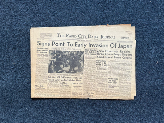 WW2 Invasion of Japan World War 2 Newspaper, Germany WW2, Japan WW2, US Marine Gifts, WW2 Newspaper, Original Vintage Newspaper, WW2 Memorab