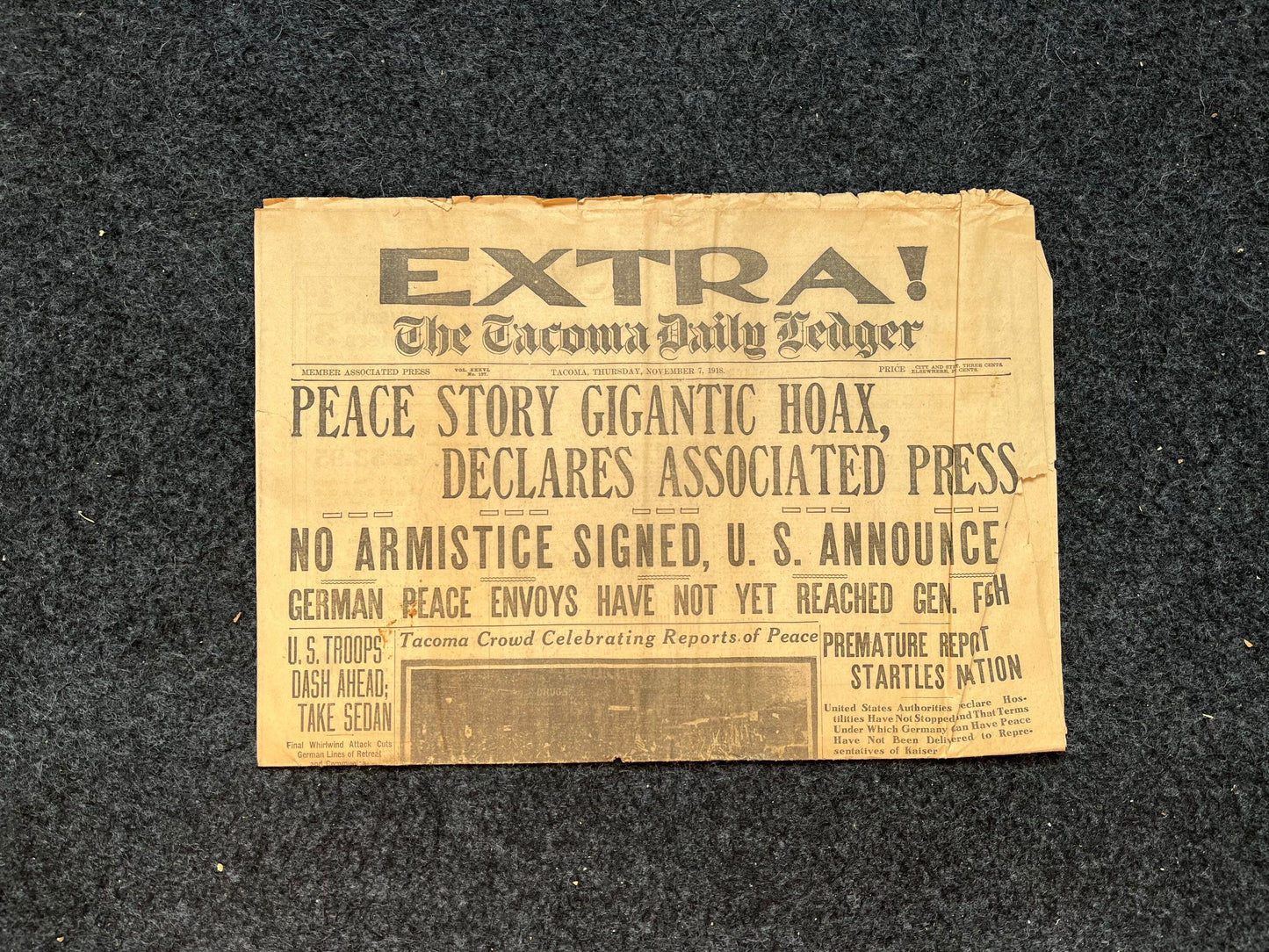 Original False Armistice World War I Peace Newspaper - Day Of – WWI Memorabilia, Historic Gifts and Newspapers, Collectible Gifts, Military