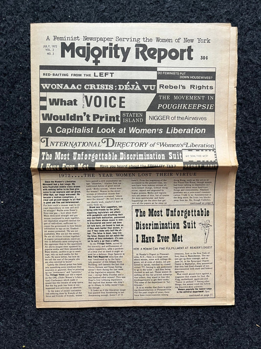 Vintage 1970s Feminist Newspaper, The Majority Report 2nd Wave Feminism, LGBT Memorabilia, Feminist Gifts, Female Empowerment, Gifts