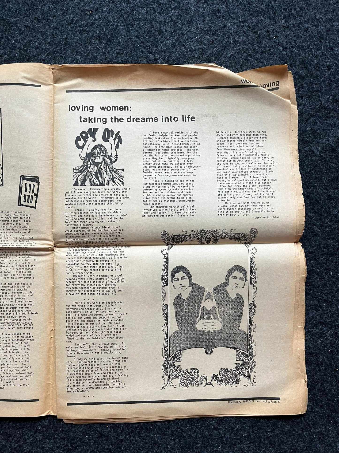 1970s Off Our Backs Feminist Newspaper, 2nd Wave Feminism, LGBT Memorabilia, Feminist Gifts, Female Empowerment, Gifts for Women, Womens