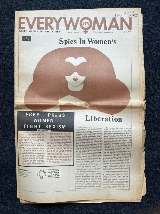 Vintage 1970s Feminist Newspaper, Everywoman 2nd Wave Feminism, LGBT Memorabilia, Feminist Gifts, Female Empowerment, Gifts for Women, Women